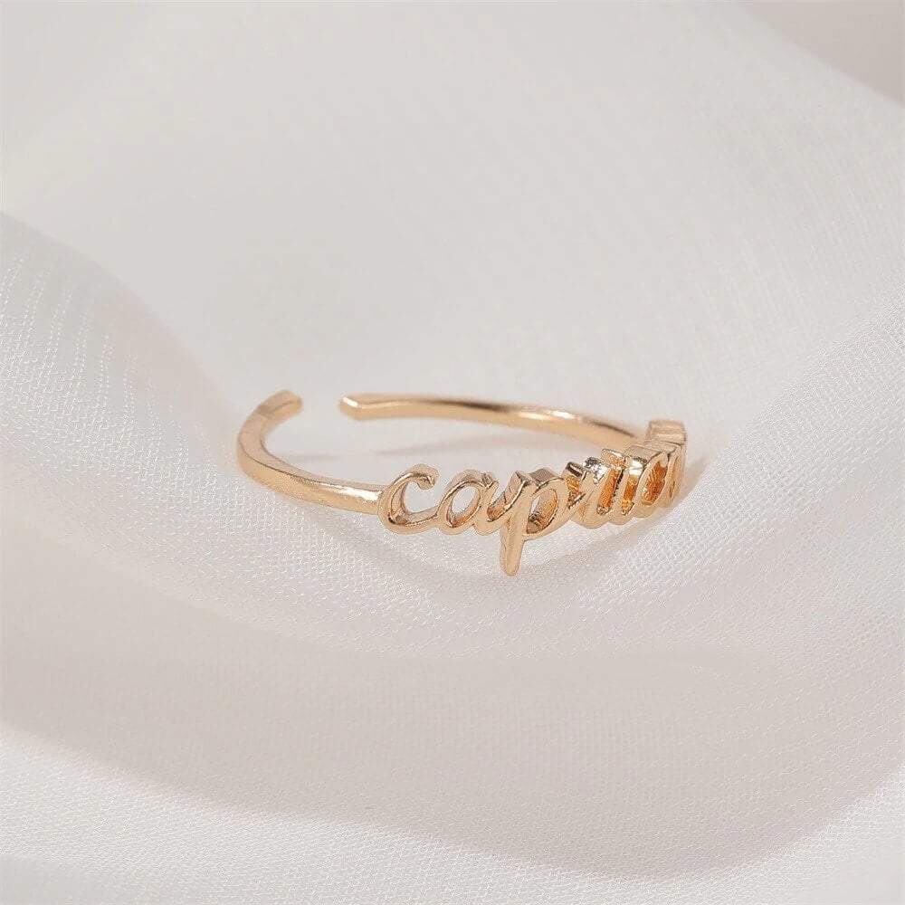 Zodiac Sign Minimalist Boho Text Astrology Ring - Picture 11 of 16
